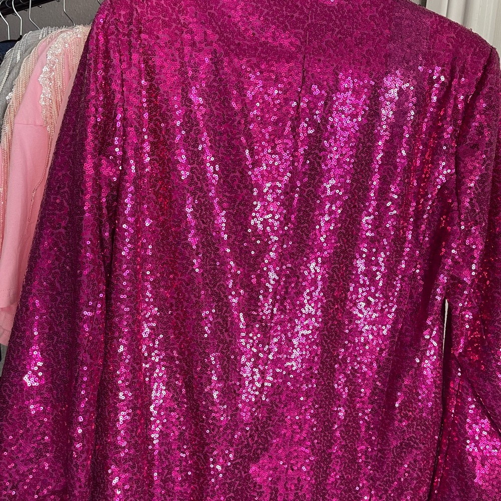 Fuchsia Sequin Blazer Jacket - Women's Sparkle Blazer - Picture 8 of 8
